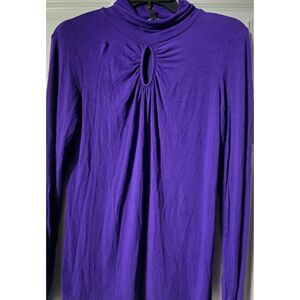 Cable & Gauge Purple Keyhole Turtleneck Long Sleeve Top Shirt Size L